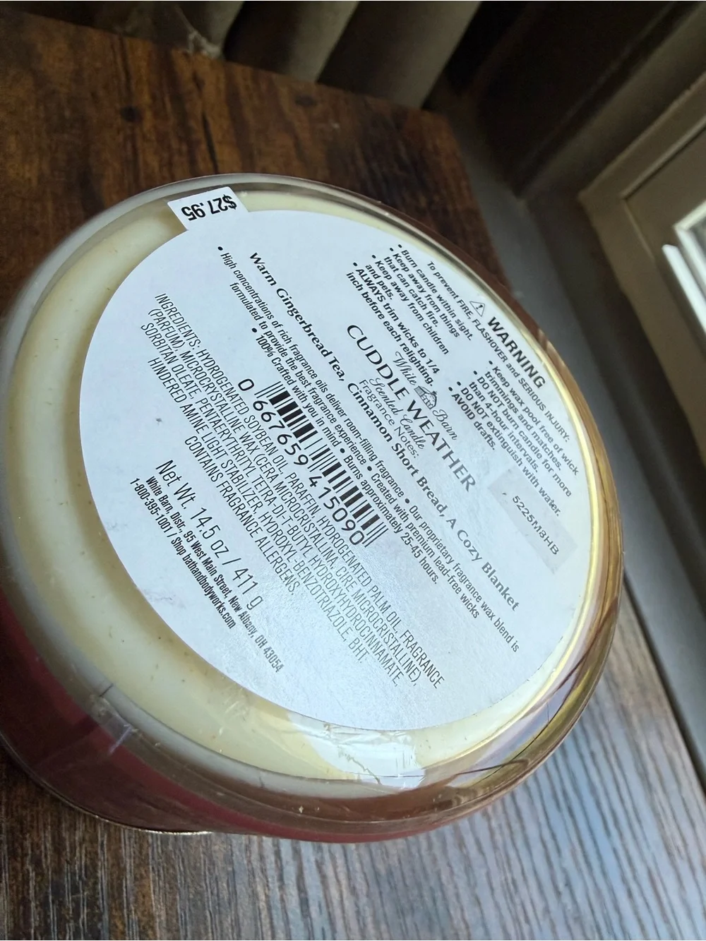 White Barn Cuddle Weather Candle - Burgundy with Silver Lid - Picture 5 of 5